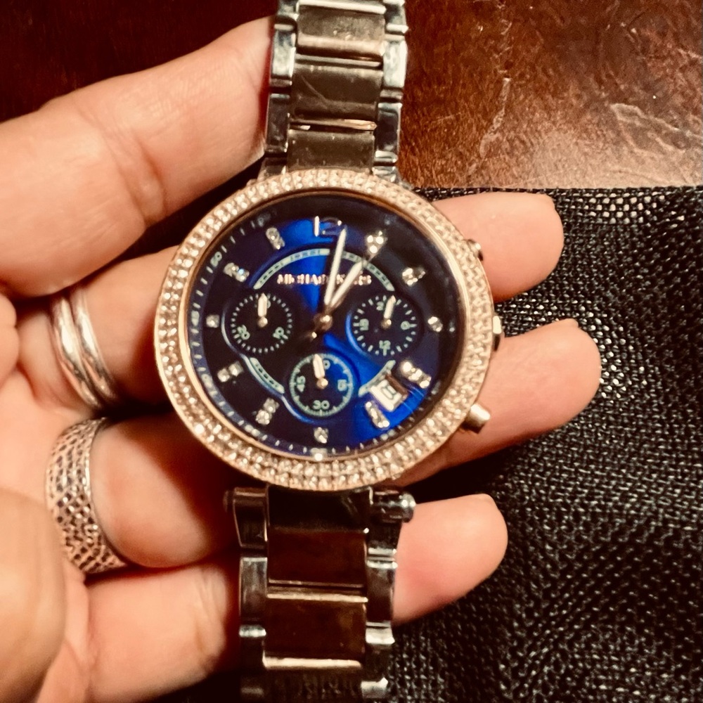 Michael Kors Blue Dial Silver Bracelet Watch